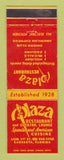 Matchbook Cover - Plaza Restaurant Sarasota FL