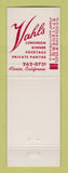 Matchbook Cover - Vahl's Restaurant Alviso CA