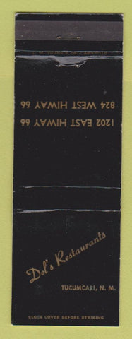 Matchbook Cover - Del's Restaurants Tucumcari NM Route 66 WORN