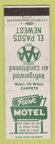 Matchbook Cover - Park Motel El Paso TX WEAR
