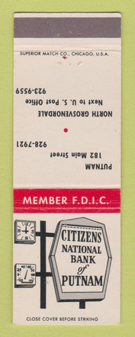 Matchbook Cover - Citizens National Bank Putnam North Grosvenordale CT