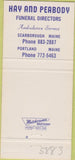 Matchbook Cover - Hay and Peabody Scarborough ME Portland 30 Strike