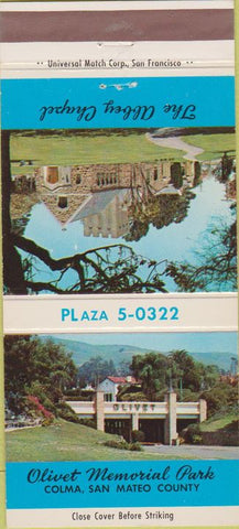 Matchbook Cover - Olivet Memorial Park Colma CA 30 Strike