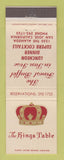 Matchbook Cover - Kings Table Restaurant San Jose CA