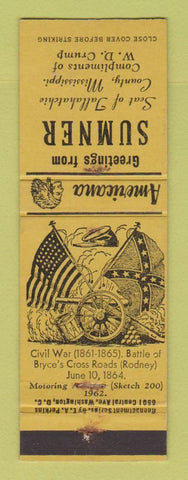 Matchbook Cover - Perkins Americana Civil War Sumner MS WEAR