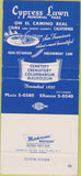Matchbook Cover - Cypress Lawn Memorial Park El Camino Real CA 30 Strike