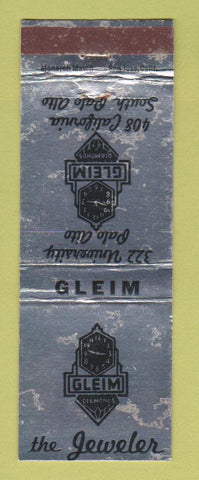 Matchbook Cover - Gleim Jewelry South Palo Alto CA WORN
