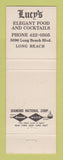 Matchbook Cover - Lucy's Restaurant Long Beach CA