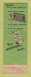Matchbook Cover - Andersen's Pea Soup Restaurant Buellton CA WEAR