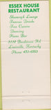 Matchbook Cover - Essex House restaurant Louisville KY 30 Strike