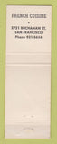 Matchbook Cover - Place Pigalle French Restaurant San Francisco CA WEAR