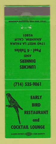 Matchbook Cover - Early Bird Restaurant Cocktail Lounge Anaheim CA