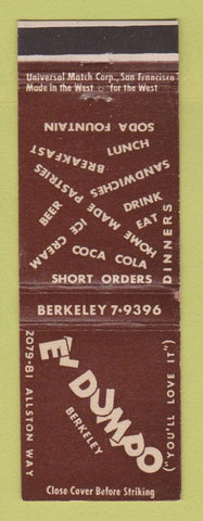 Matchbook Cover - El Dumpo Restaurant Coca Cola Berkeley CA