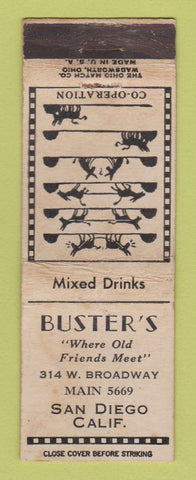 Matchbook Cover - Buster's Restaurant San Diego CA WORN