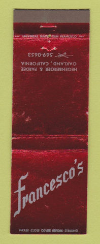 Matchbook Cover - Francesco's Oakland CA RED WEAR