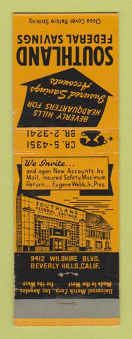 Matchbook Cover - Southland Federal Savings Bank Beverly Hills CA