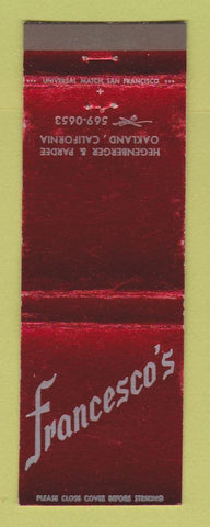 Matchbook Cover - Francesco's Oakland CA WEAR