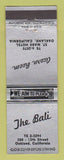Matchbook Cover - The Bali Oakland CA Acorn Room
