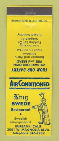 Matchbook Cover - King Swede Restaurant Burbank CA