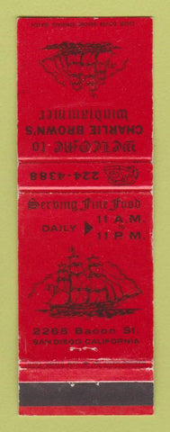 Matchbook Cover - Charlie Brown's Windjammer San Diego CA WEAR