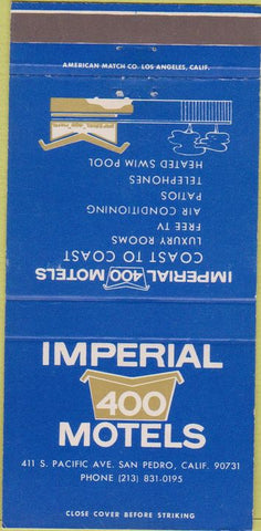 Matchbook Cover - Imperial 400 Motels San Pedro CA 30 Strike
