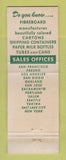 Matchbook Cover - Fibreboard Products