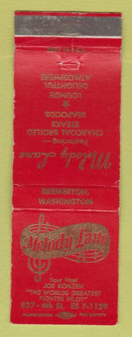 Matchbook Cover - Melody Lane Restaurant Bremerton WA WEAR