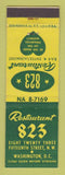 Matchbook Cover - Restaurant 823 Washington DC