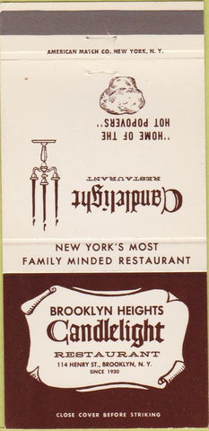 Matchbook Cover - Candlelight Restaurant Brooklyn Heights NY 30 Strike