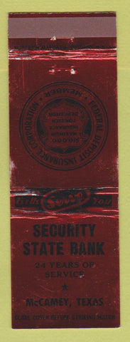 Matchbook Cover - Security State Bank McCamey TX