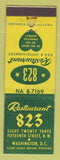 Matchbook Cover - Restaurant 823 Washington DC