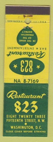 Matchbook Cover - Restaurant 823 Washington DC