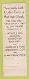 Matchbook Cover - Ulster County Savings Bank Kingston NY