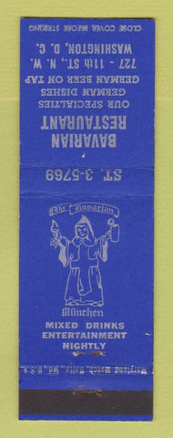 Matchbook Cover - Bavarian Restaurant Washington DC