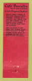 Matchbook Cover - Cafe Pontalba New Orleans LA