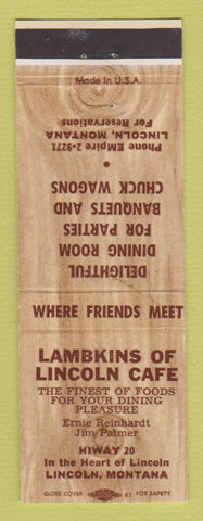 Matchbook Cover - Lambkins of Lincoln Cafe Lincoln MT