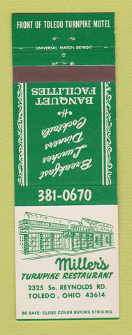 Matchbook Cover - Miller's Turnpike Restaurant Toledo OH