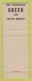 Matchbook Cover - Greer Real Estate San Francisco CA WEAR