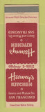 Matchbook Cover - Harvey's Kitchen San Francisco CA