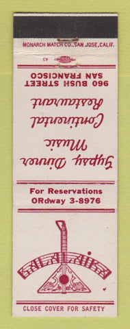 Matchbook Cover - Balalaika Gypsy Dinner Music Restaurant San Francisco CA