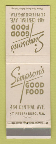 Matchbook Cover - Simpson's Restaurant St Petersburg FL