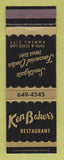 Matchbook Cover - Ken Baker's Restaurant Kansas City MO