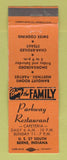 Matchbook Cover - Parkway Restaurant Berne IN
