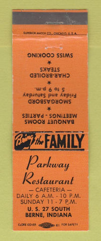 Matchbook Cover - Parkway Restaurant Berne IN