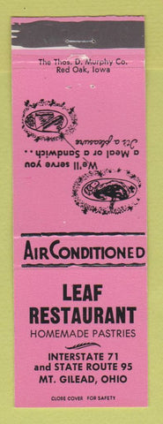 Matchbook Cover - Leaf Restaurant Mount Gilead OH
