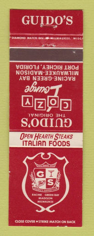 Matchbook Cover - Guido's Cozy Lounge Racine Green Bay Milwaukee Madison WI