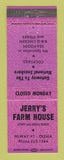 Matchbook Cover - Jerry's Farm House Olema CA