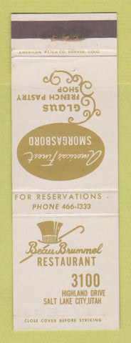 Matchbook Cover - Beau Brummel Restaurant Salt Lake City UT