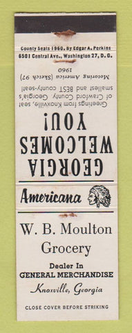 Matchbook Cover - Perkins Americana Knoxville GA Moulton Grocery WORN