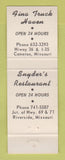 Matchbook Cover - Topeka Truck Plaza Restaurant oil gas Olathe Topeka KS